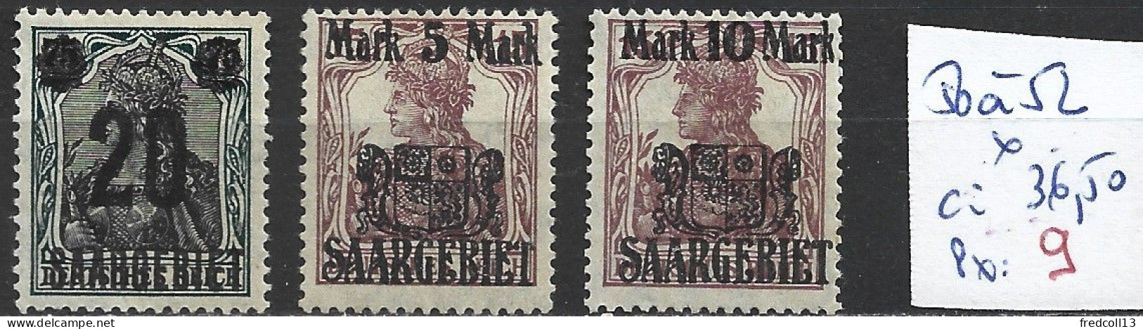 SARRE 50 à 52 * Côte 36.50 € - Unused Stamps