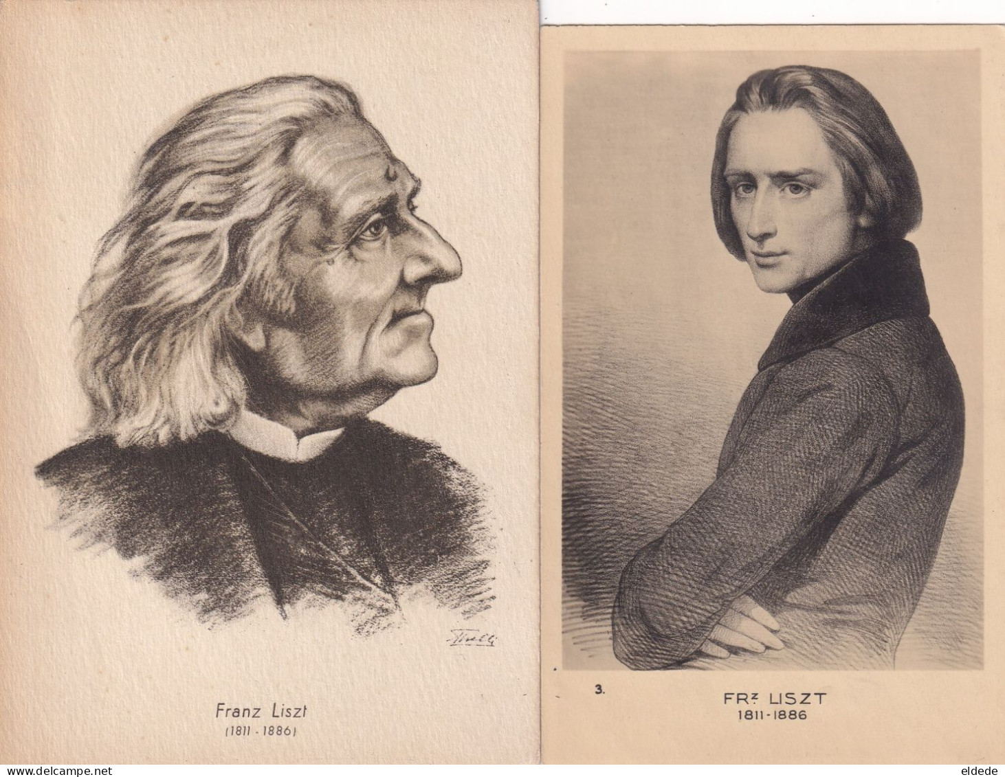 5 Postcards  Franz Liszt One Art Card Embossed Born In Doborjan  Piano Photo Nadar - Hungría