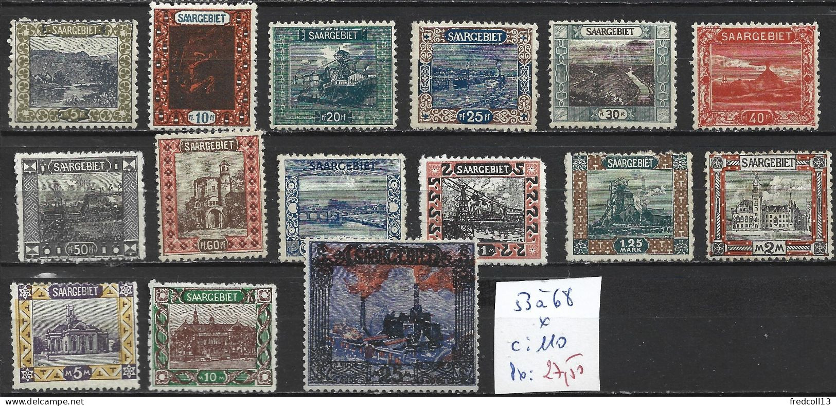 SARRE 53 à 68 * Côte 110 € - Unused Stamps
