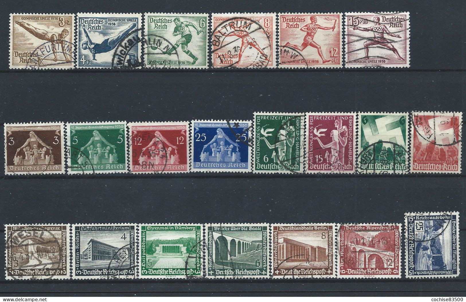 Allemagne Empire Lot 21 Tp Obl (FU) Année 1936 - Sujets Divers - Gebraucht