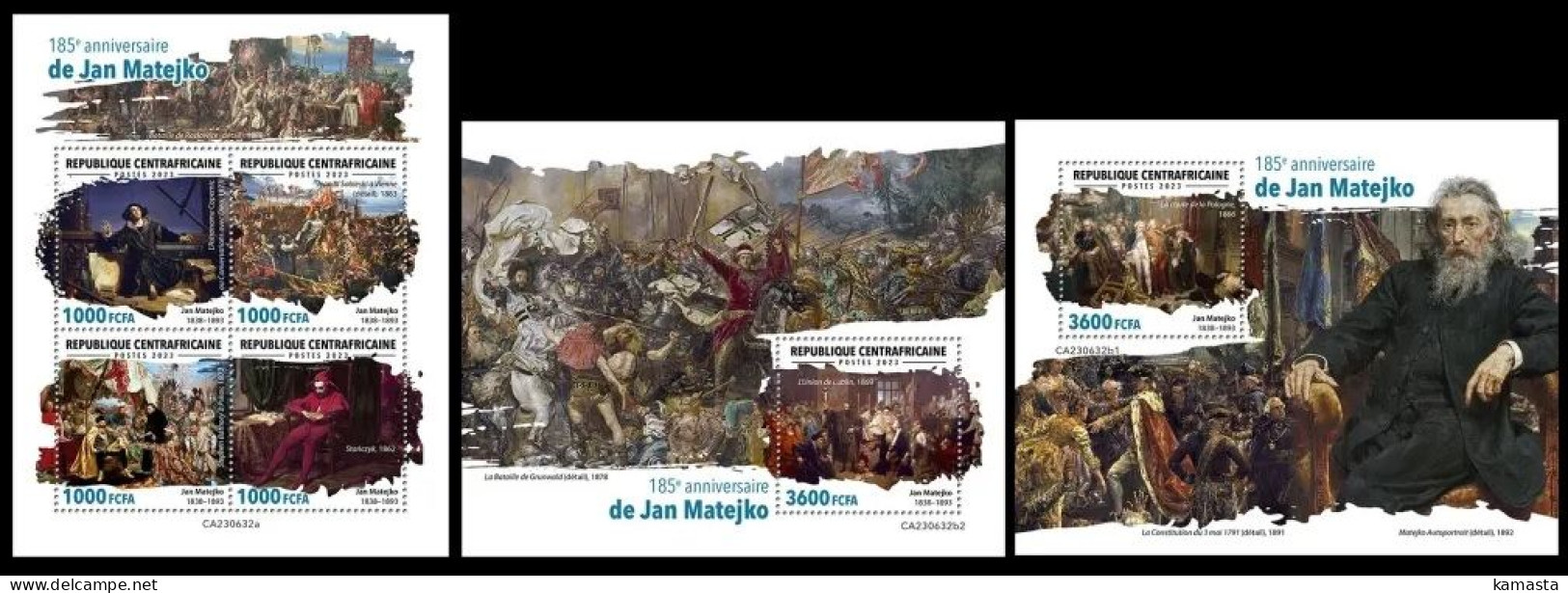 Central Africa 2023 185th Anniversary Of Jan Matejko. (632) OFFICIAL ISSUE - Sonstige & Ohne Zuordnung