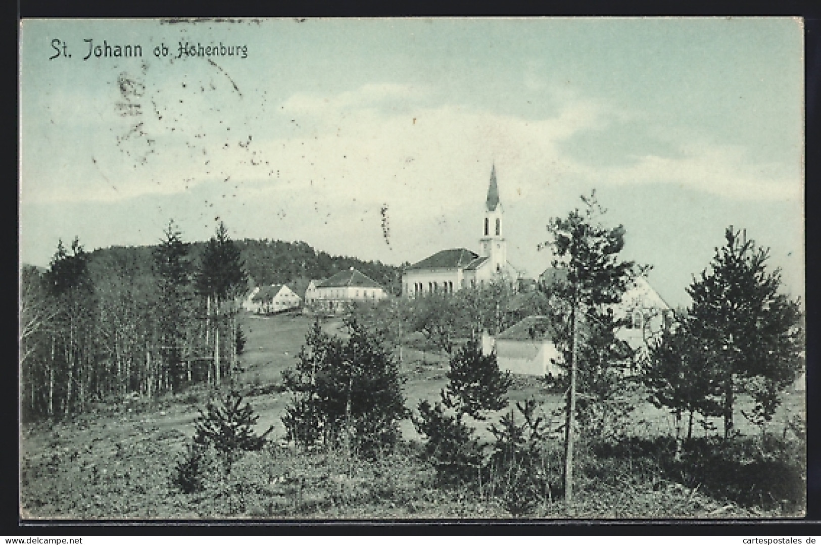 AK St. Johann Ob Hohenburg, Ortsansicht Mit Zentraler Kirche  - Autres & Non Classés