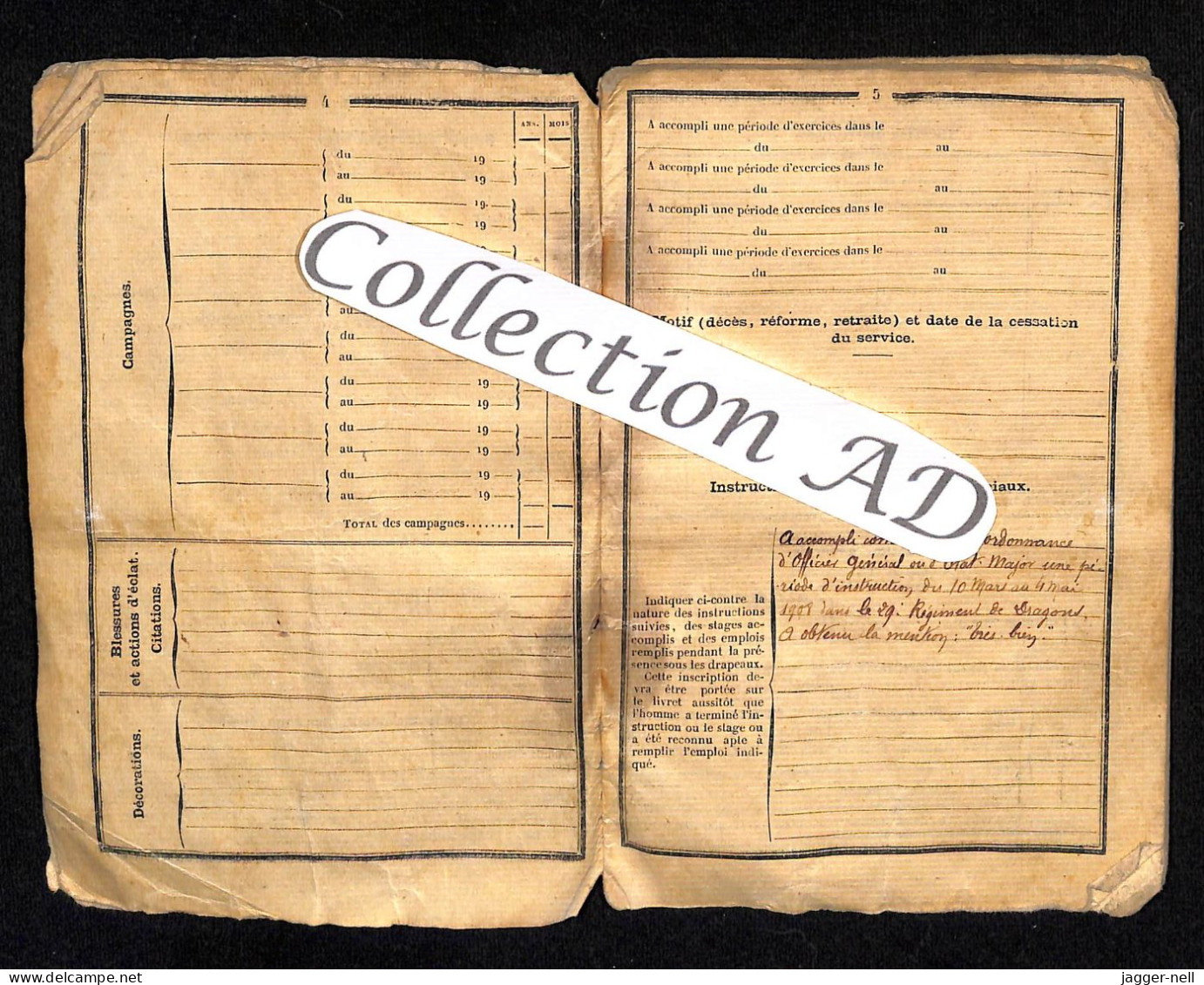 LIVRET MILITAIRE - CLASSE 1906 - Fascicule De Mobilisation N°93 - Généalogie AUGUSTIN -JD3-Tir(1) - Documentos