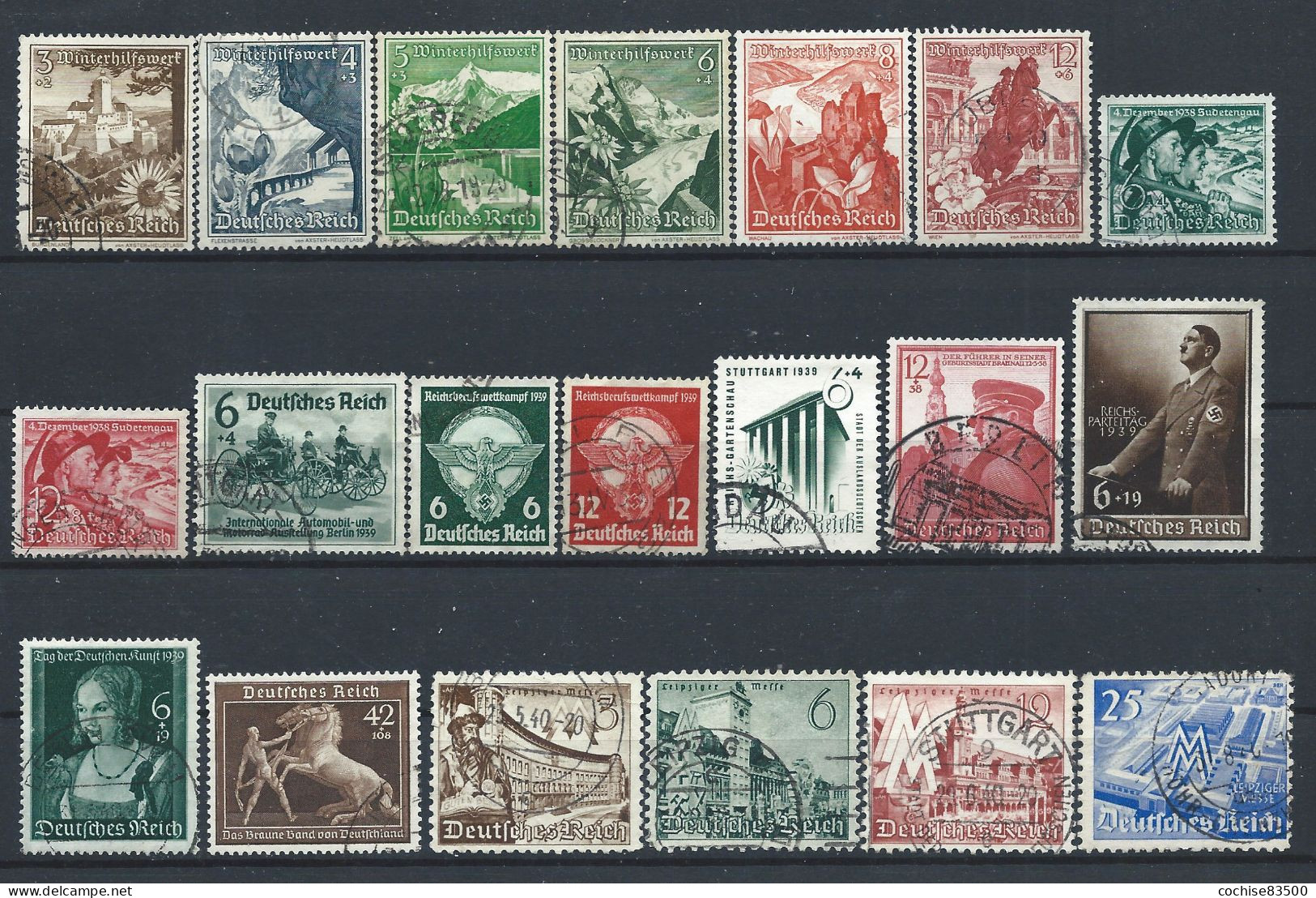 Allemagne Empire Lot 20 Tp Obl (FU) Année 1938/40 - Sujets Divers - Usati