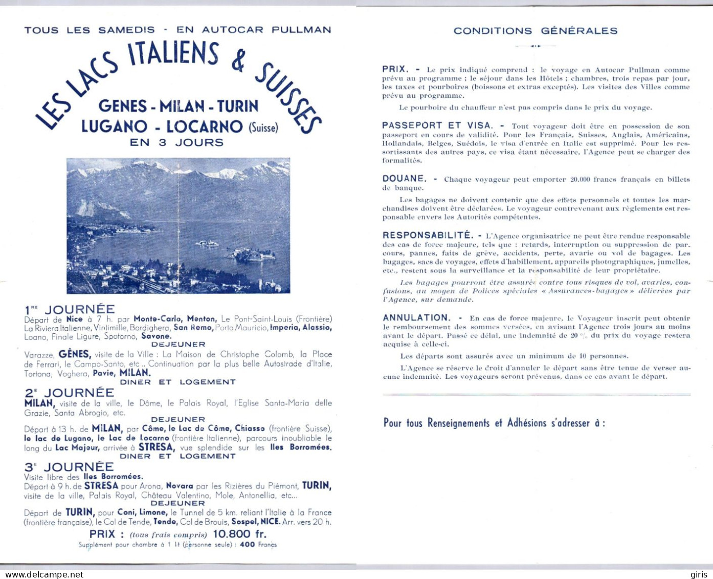 Vieux Papiers - Dépliants Touristiques - Les Lacs Italiens Et Suisses - Toeristische Brochures