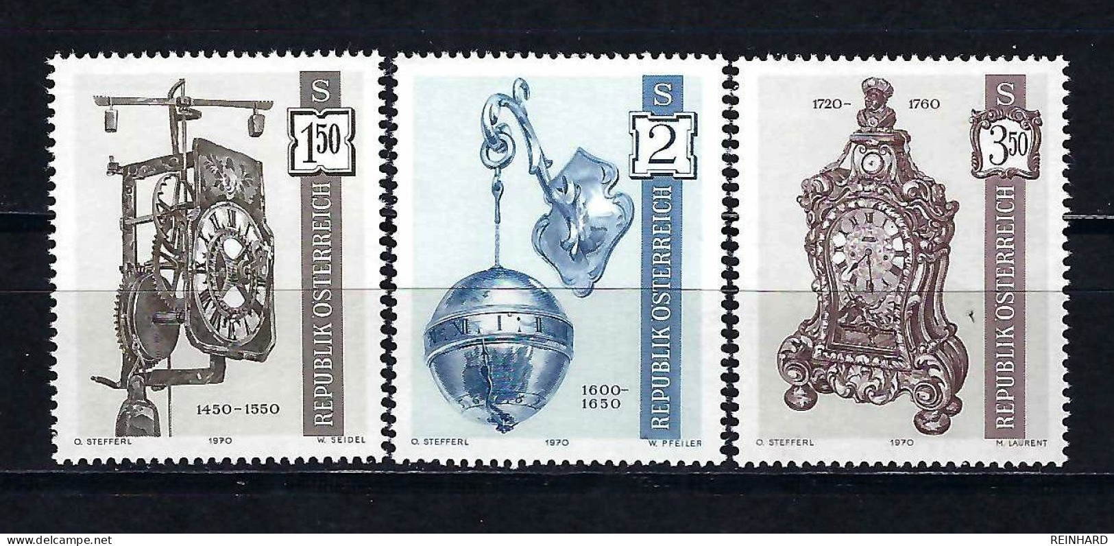 ÖSTERREICH Komplettsatz ANK-Nr. 1358 - 1360 Alte Uhren Postfrisch - Siehe Bild - Unused Stamps