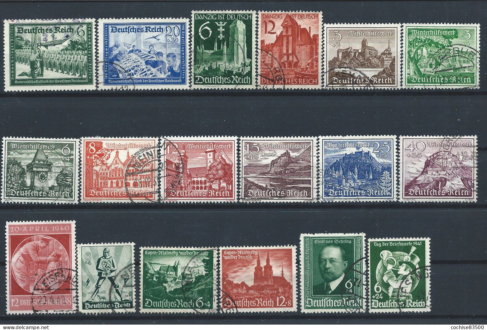 Allemagne Empire Lot 18 Tp Obl (FU) Année 1939/41 - Sujets Divers - Used Stamps