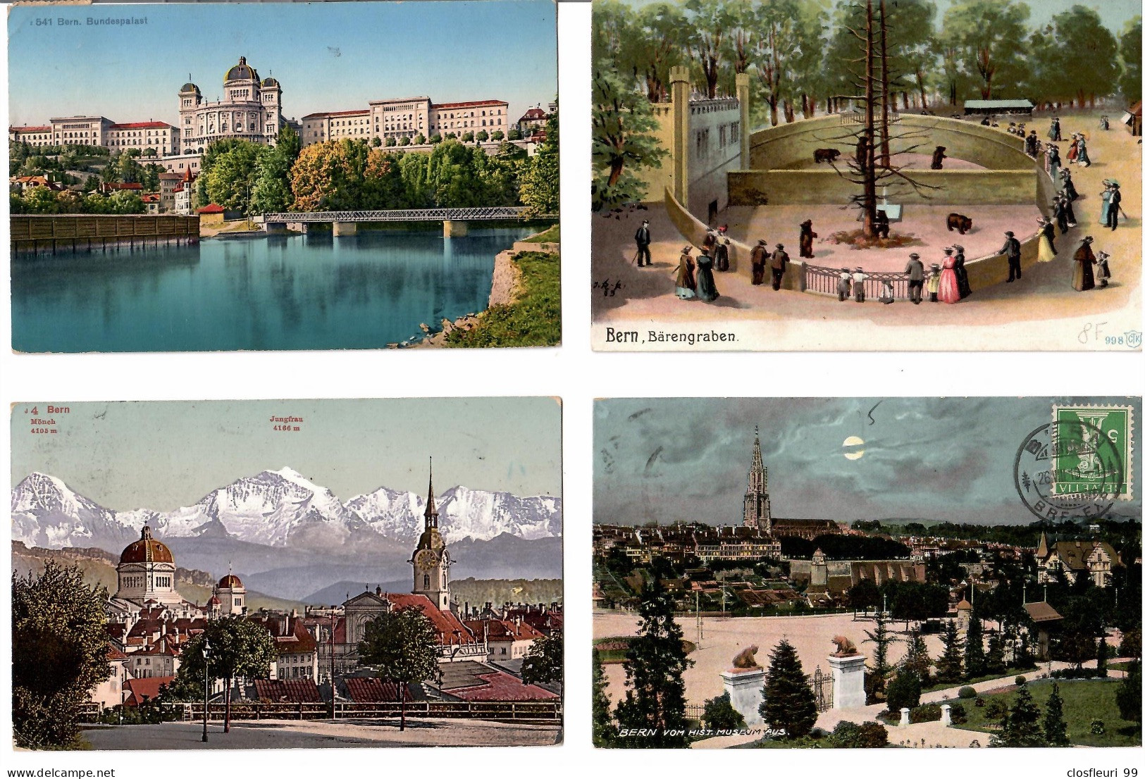 lot de 31 Ansichtskarten aus Bern un Umgebung. Vorlaüferkarten aus 1900. Beobachten auch Stempel ....