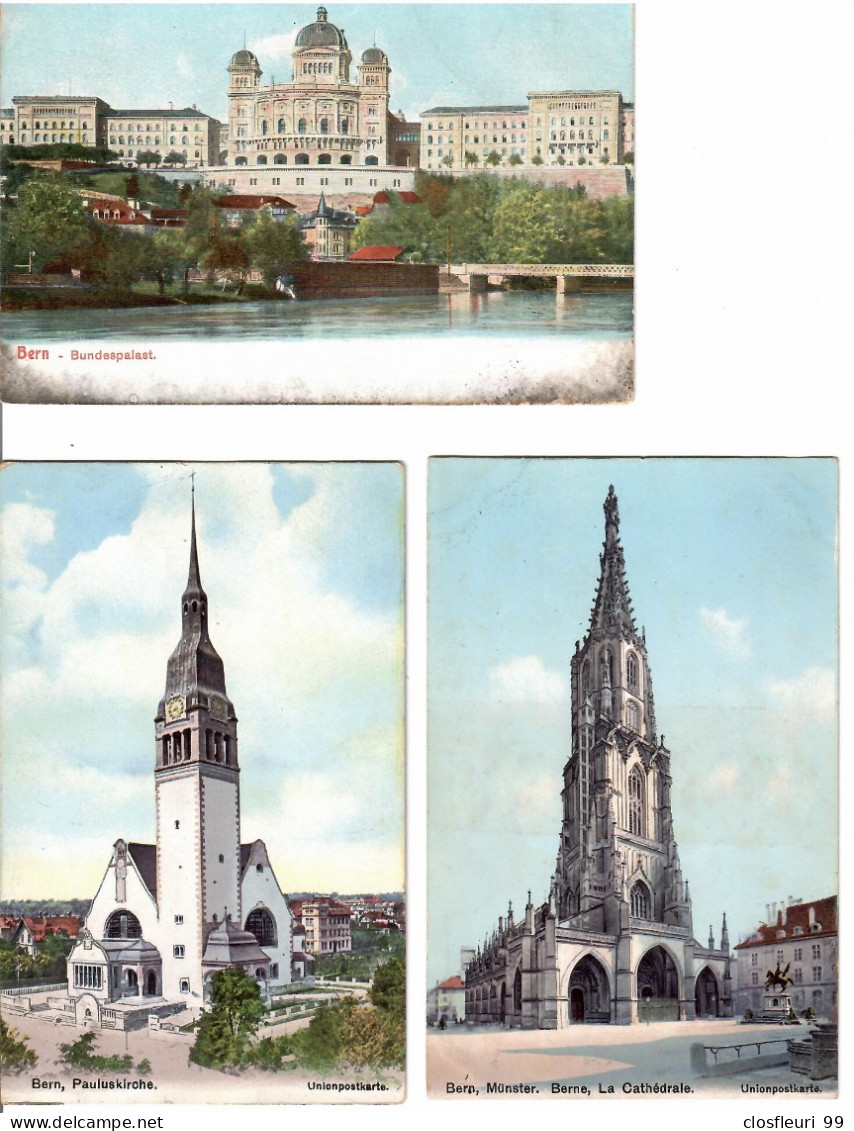 lot de 31 Ansichtskarten aus Bern un Umgebung. Vorlaüferkarten aus 1900. Beobachten auch Stempel ....