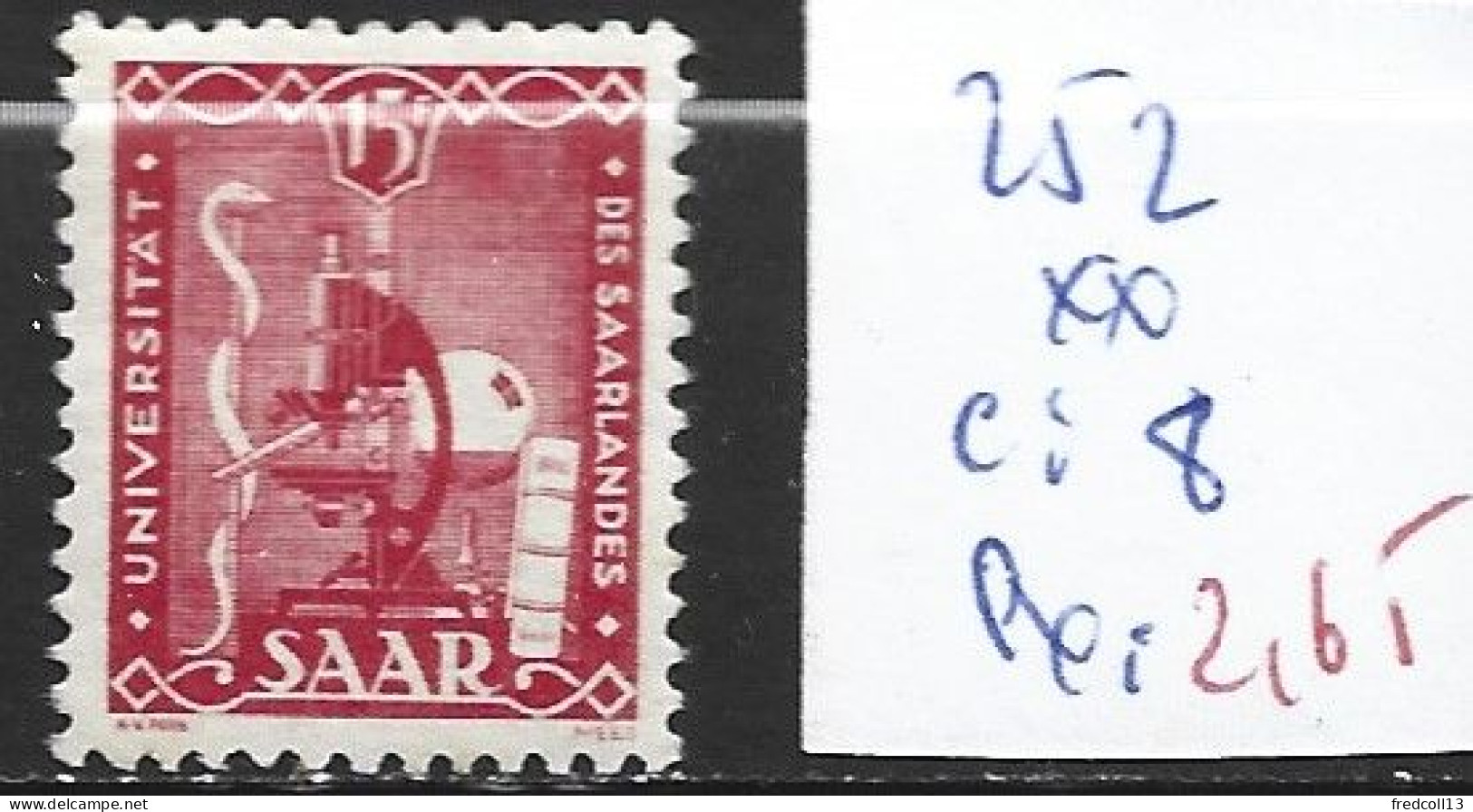 SARRE 252 ** Côte 8 € - Unused Stamps