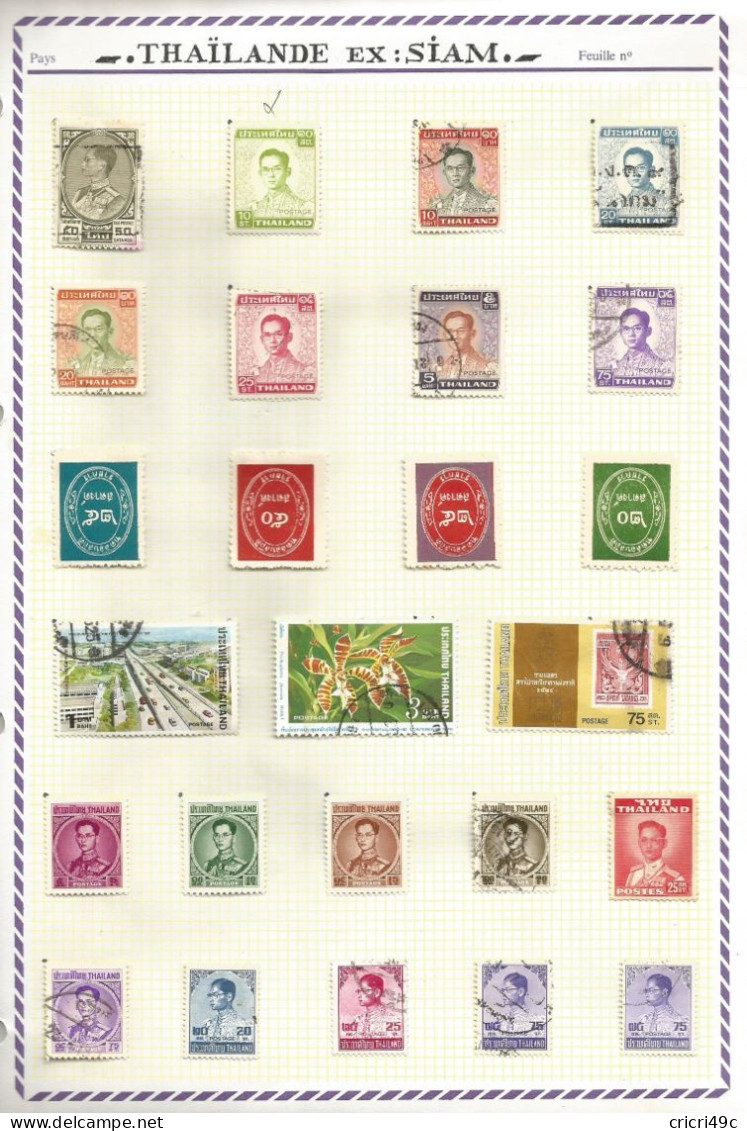 THAÏLANDE 1 Feuille De 25 Timbres Oblitérés Et Neufs - Thailand