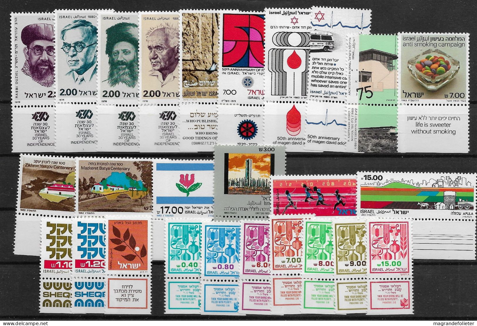 TIMBRE STAMP ZEGEL ISRAEL PETIT LOT  TOUS  XX AVEC TABS - Nuevos (con Tab)