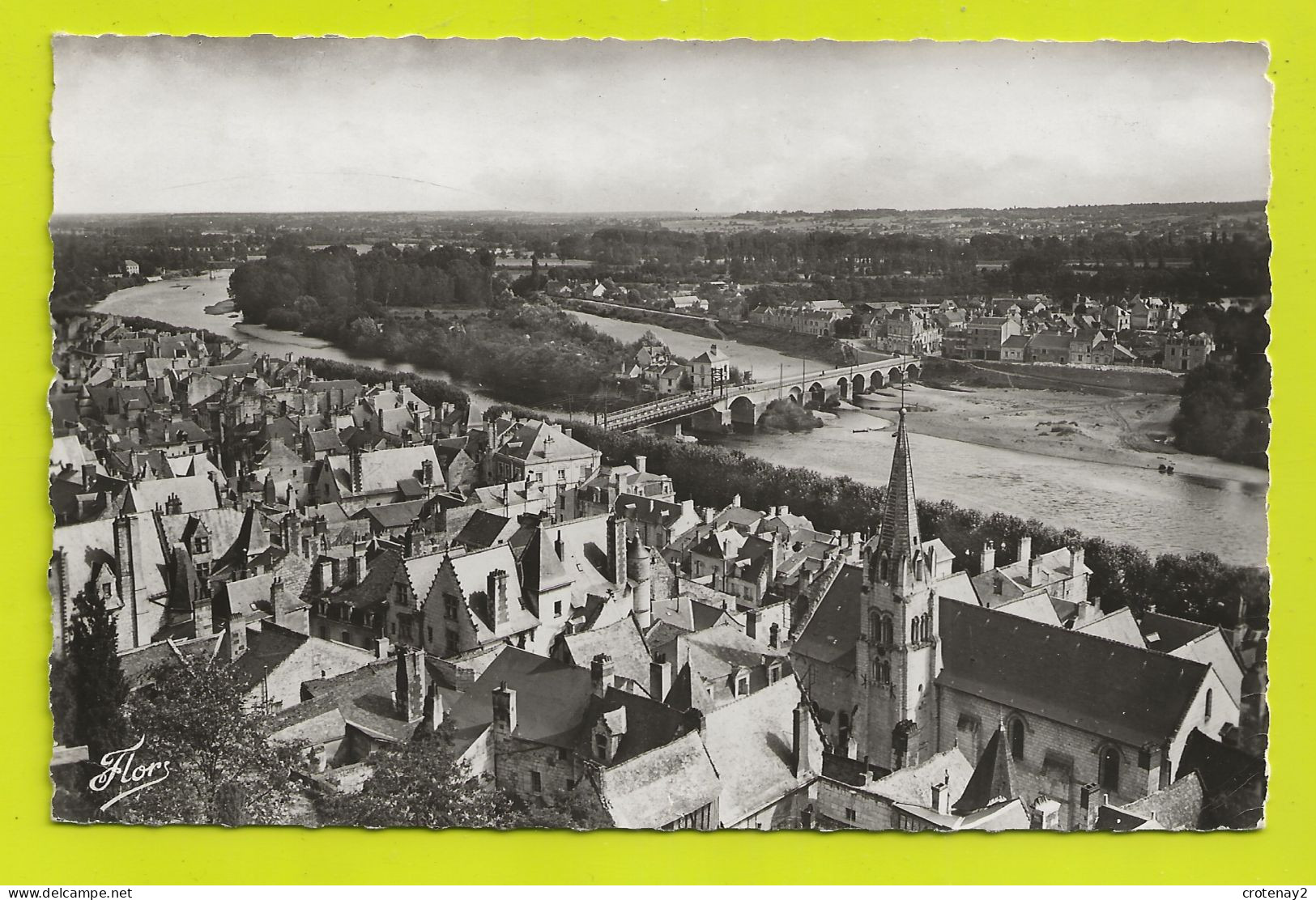 37 CHINON N°954 Vue Générale Pont Sur La Vienne Prise Du Château VOIR DOS En 1954 - Chinon