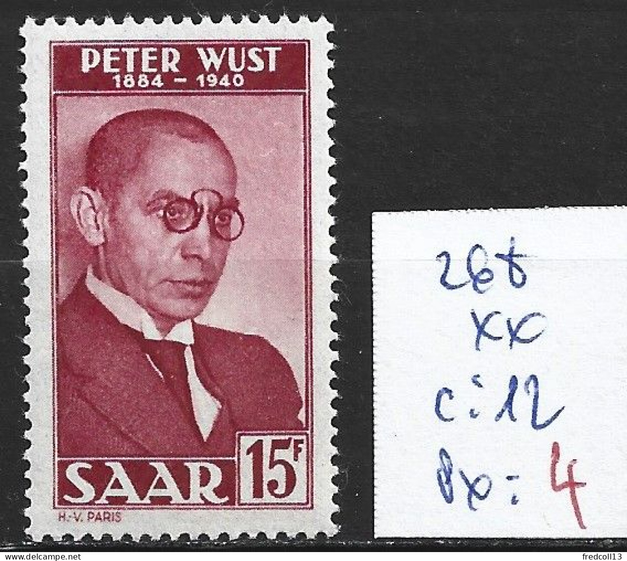 SARRE 268 ** Côte 12 € - Unused Stamps