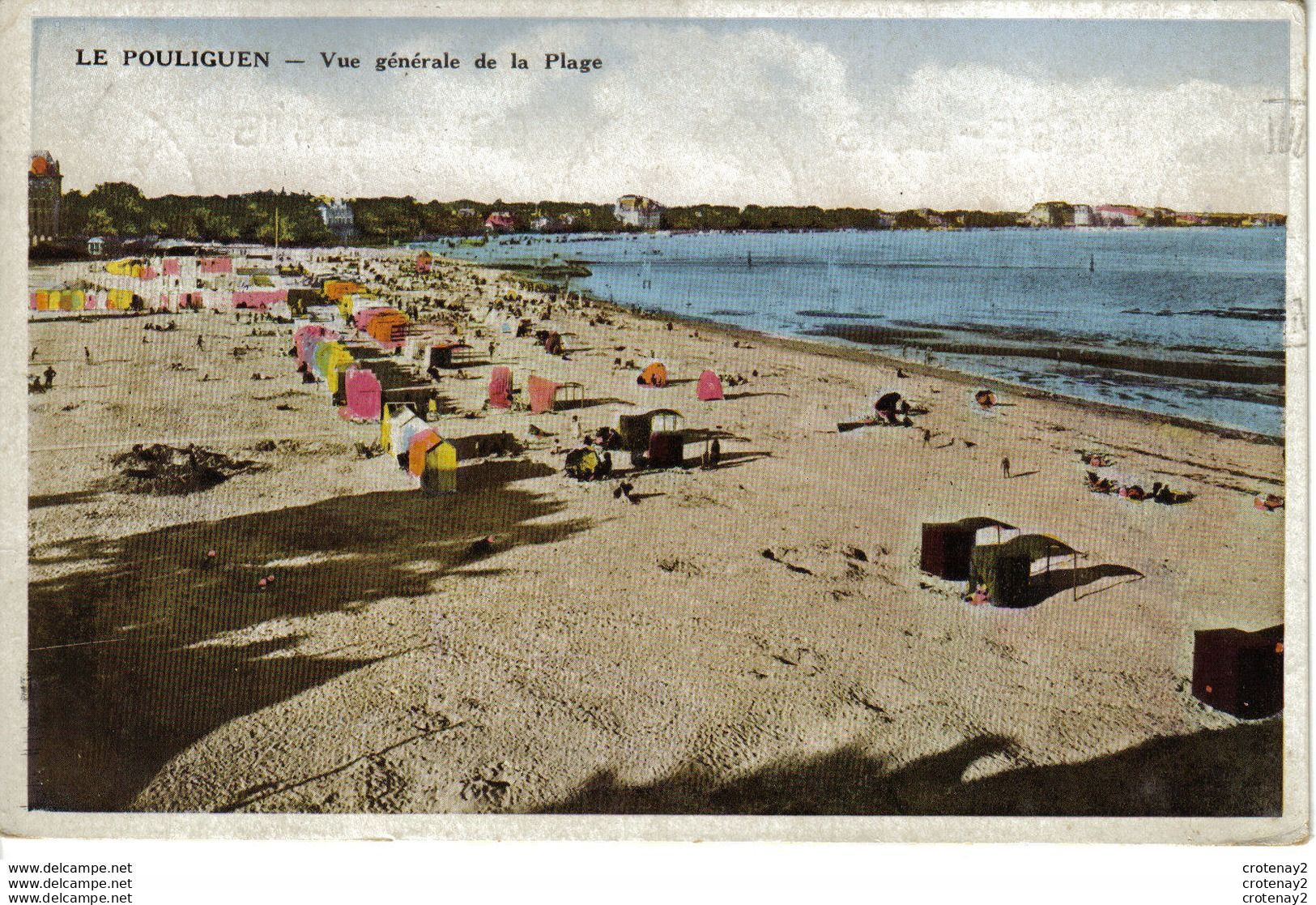 44 LE POULIGUEN Vue Générale De La Plage Golf Tennis Pêche VOIR DOS Et Flamme En 1937 - Le Pouliguen