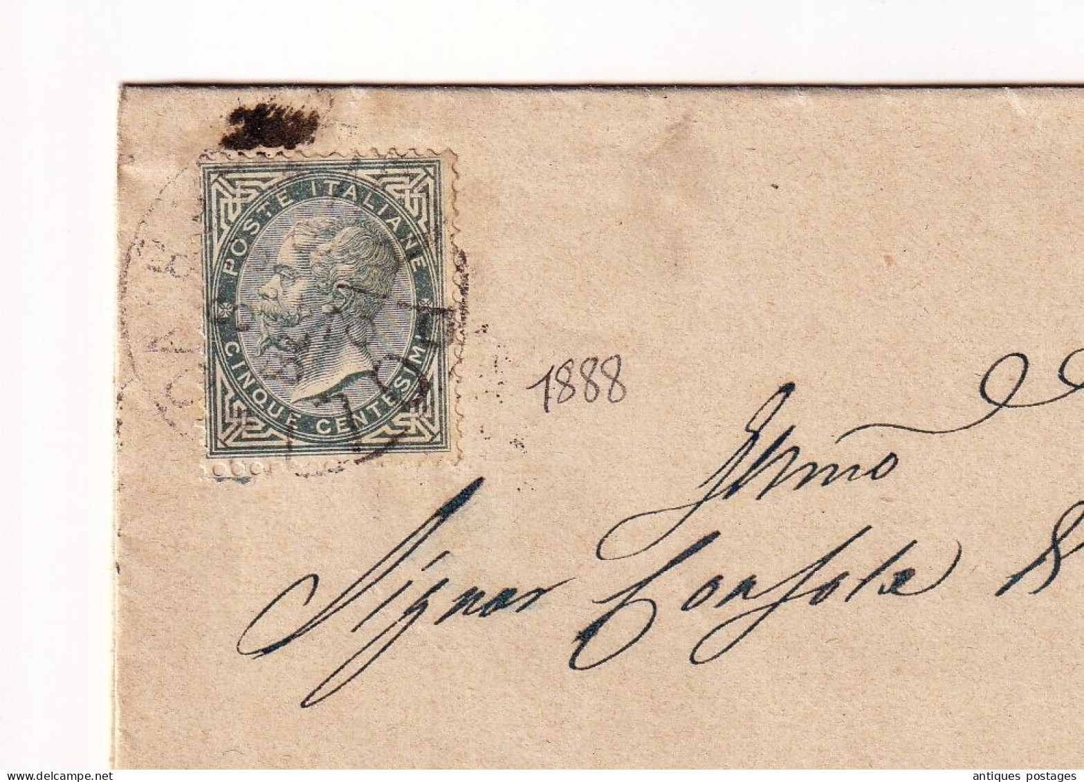 Lettre 1888 Italia Napoli Timbre Vittorio Emanuele II 5c Italie Naples - Marcophilia