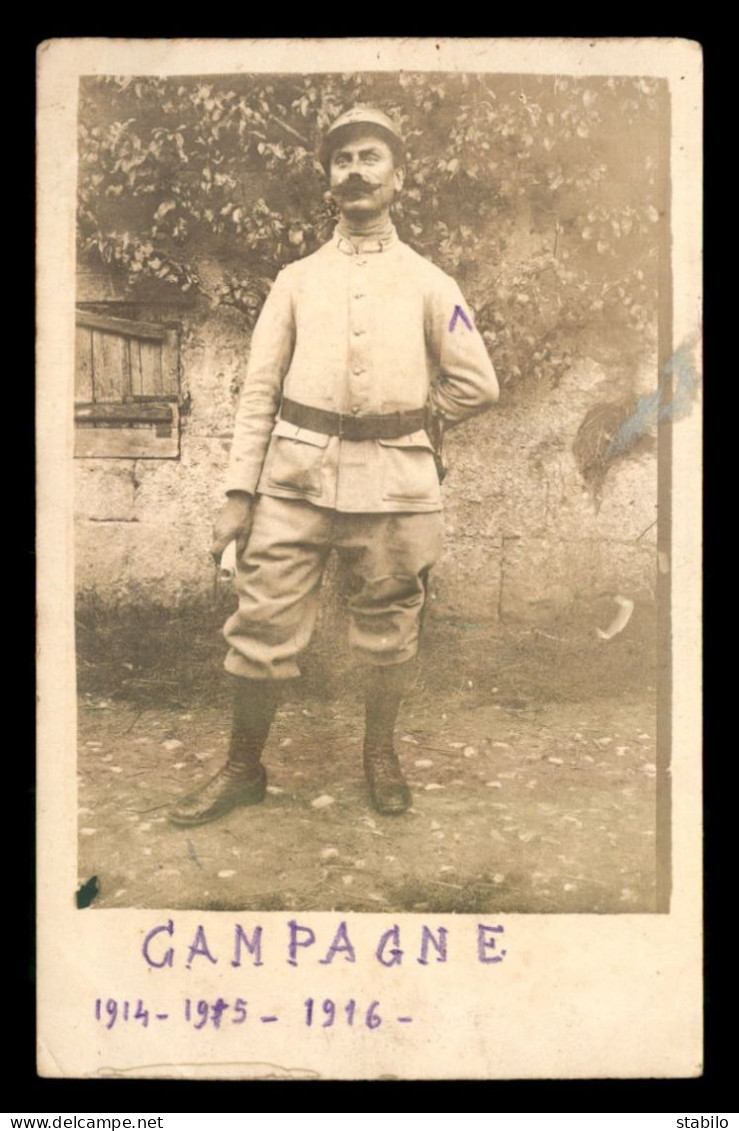 GUERRE 14/18 - SOLDAT - AUCUN NUMERO VISIBLE - CARTE PHOTO ORIGINALE - War 1914-18