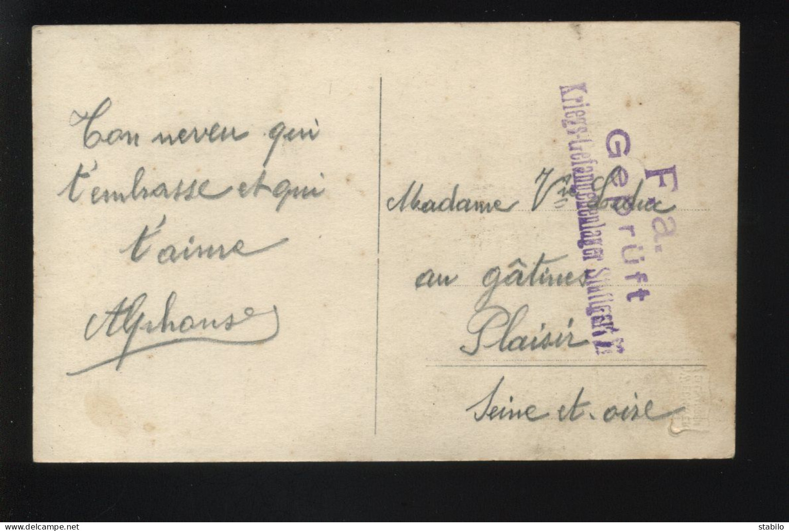 GUERRE 14/18 - PRISONNIERS DE GUERRE - CAMP DE STUTTGART - CARTE PHOTO ORIGINALE - War 1914-18