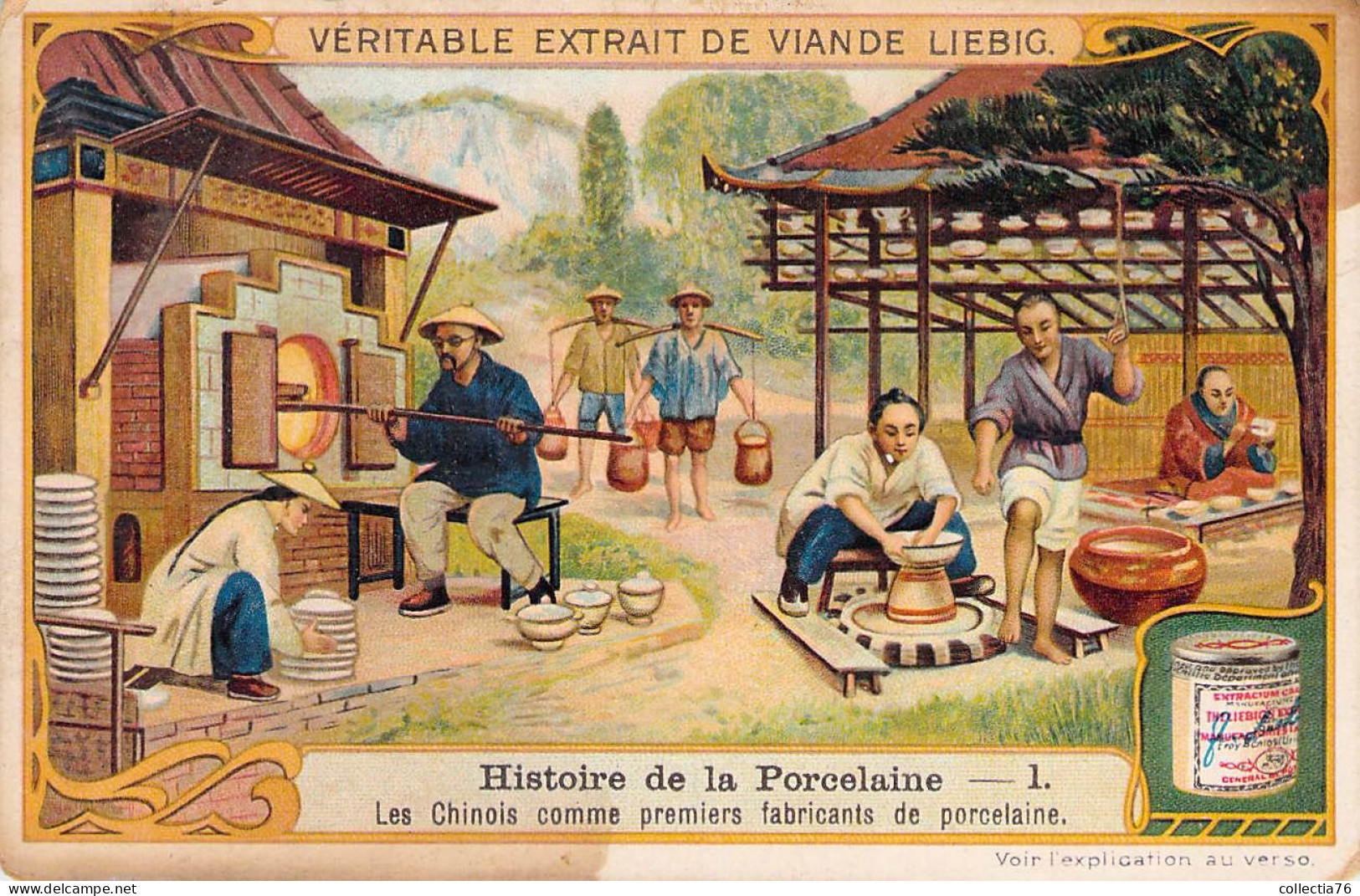 VIEUX PAPIERS CHROMOS LIEBIG HISTOIRE DE LA PORCELAINE 1 8 X 11 CM - Liebig