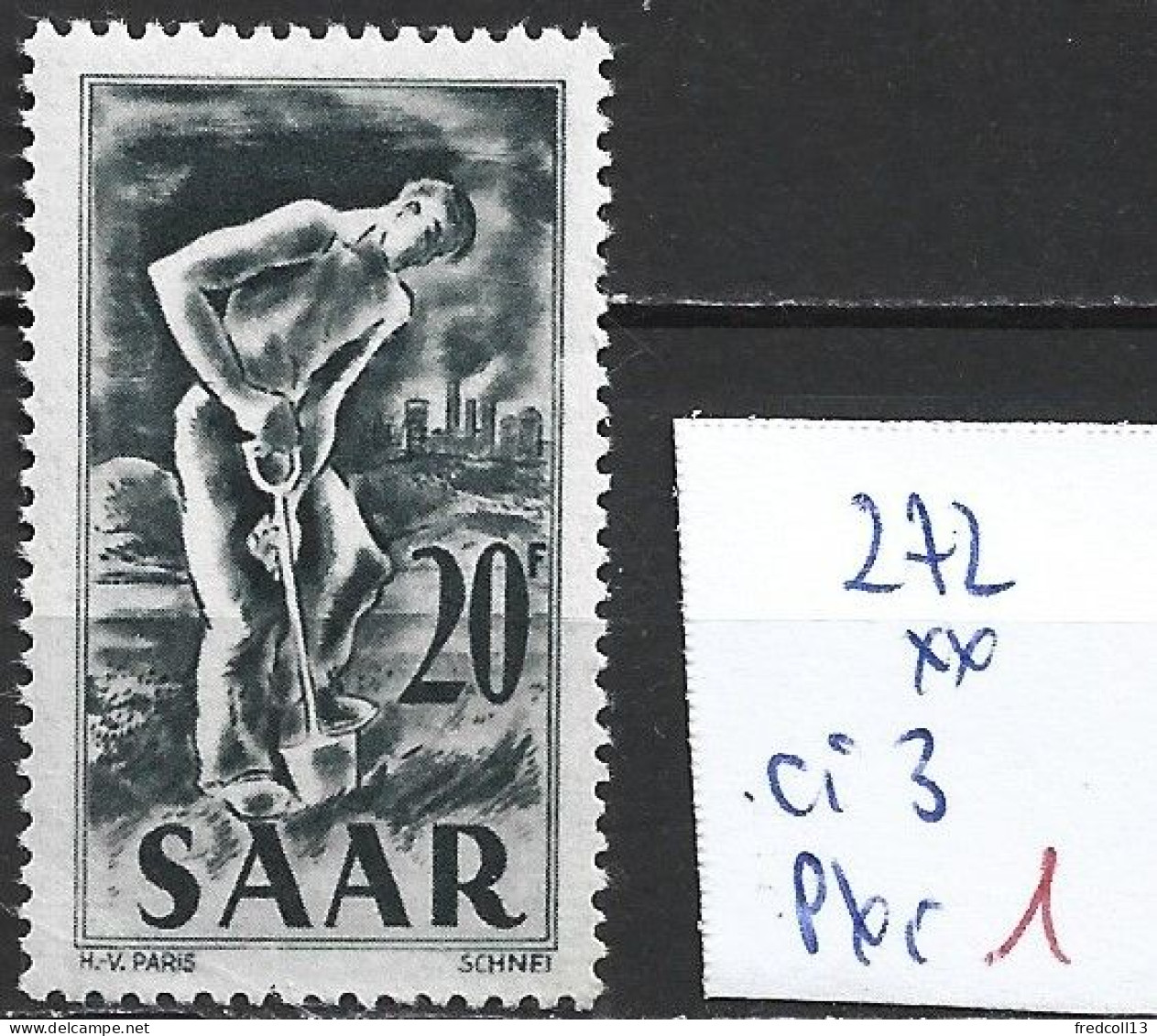 SARRE 272 ** Côte 3 € - Ongebruikt