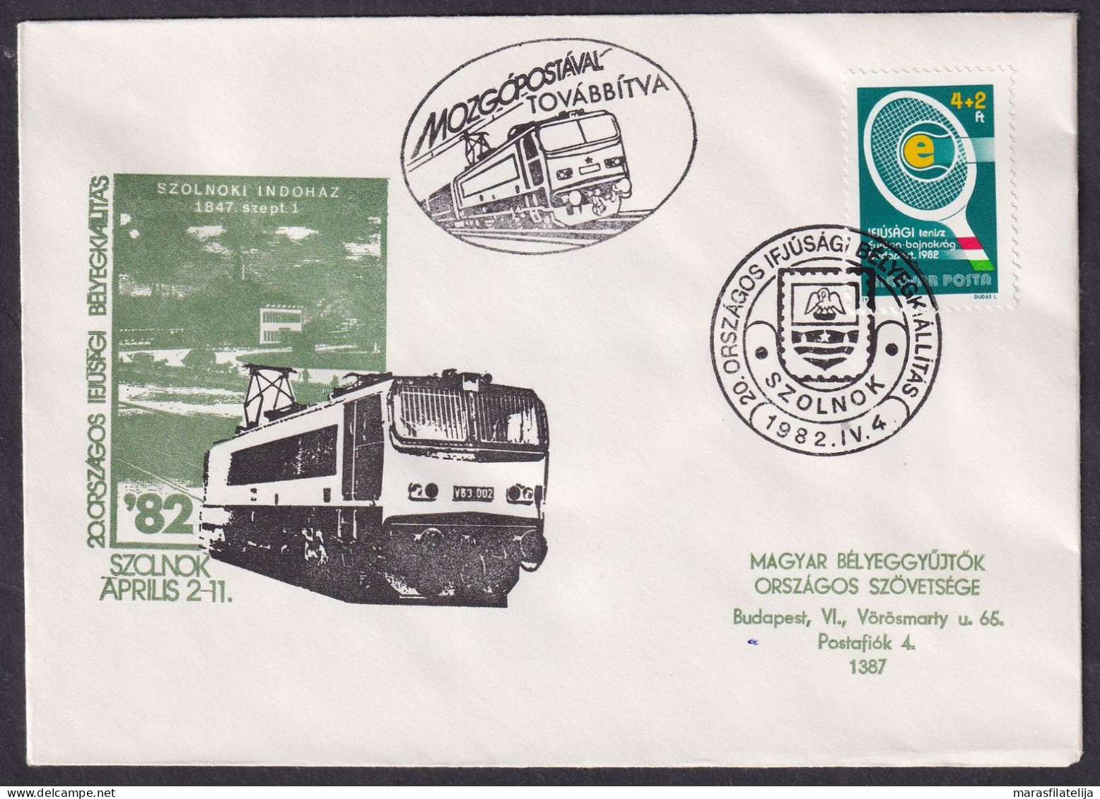 Hungary 1982, Railway, Tennis, Spec Cover & Postmark - Otros & Sin Clasificación