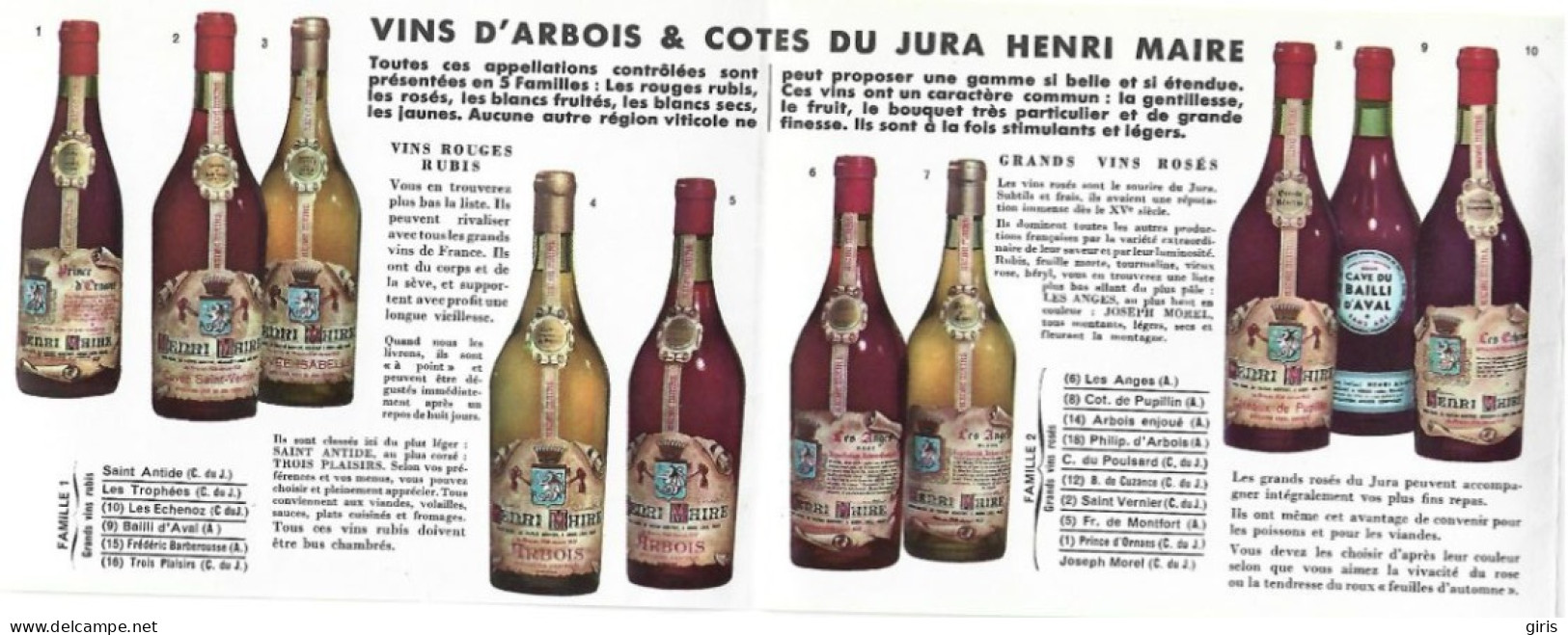 Vieux Papiers - Publicités - Nuit Et Jour: Grands Vins Henri Maire - 6 Photos - Advertising