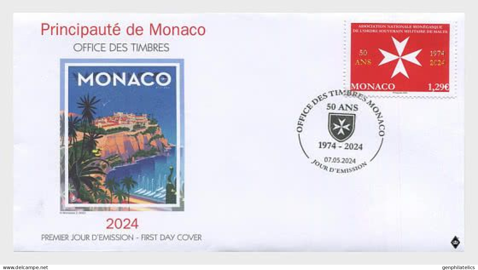 MONACO 2024 EVENTS 50 Years Of The Minegasque Association Of The Soverign Military Order Of Malta - Fine Stamp FDC - Unused Stamps