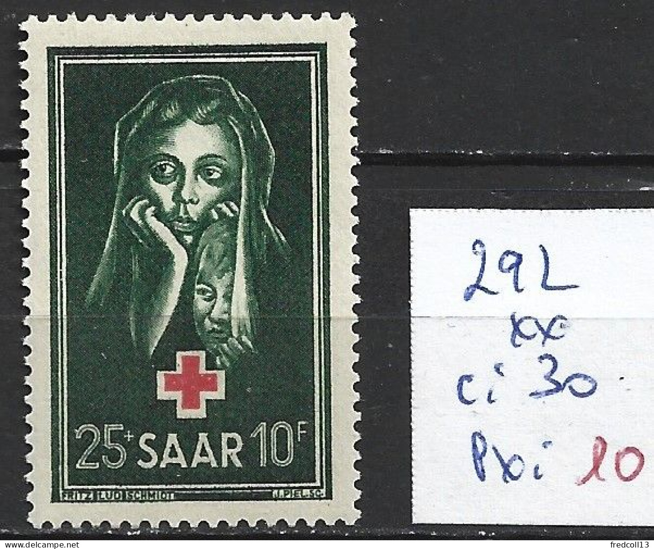 SARRE 292 ** Côte 30 € - Unused Stamps