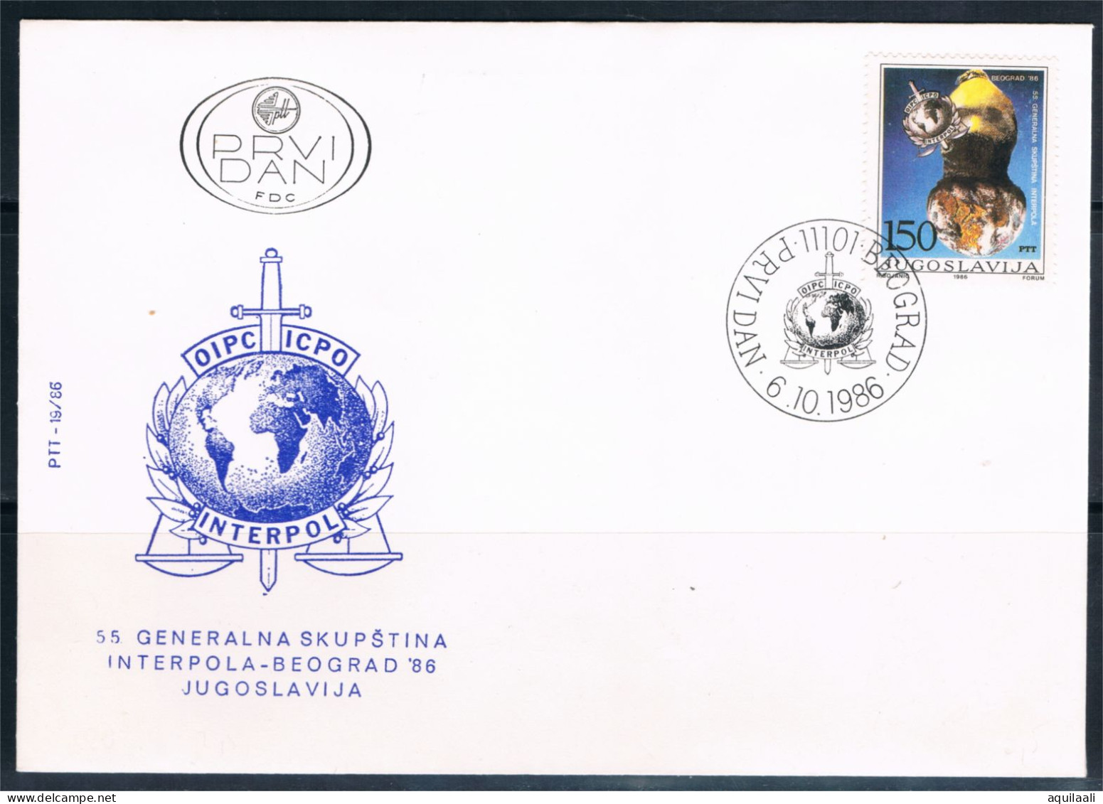 Yugoslavia 1986. Busta Fdc 55' Conferenza Internazionale Interpol A Belgrado. - FDC