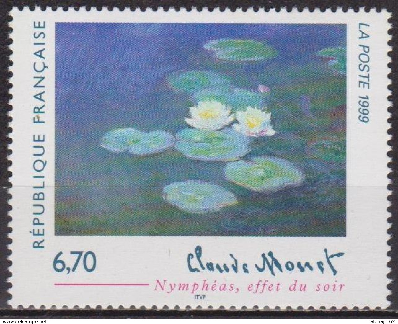 Art, Peinture - FRANCE - Impressionnisme -  Claude Monet - Les Nympheas - N° 3247 ** - 1999 - Ungebraucht