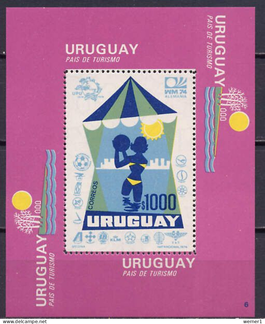 Uruguay 1974 Football Soccer World Cup S/s With "6" In Lower Right Corner MNH -scarce- - 1974 – West-Duitsland