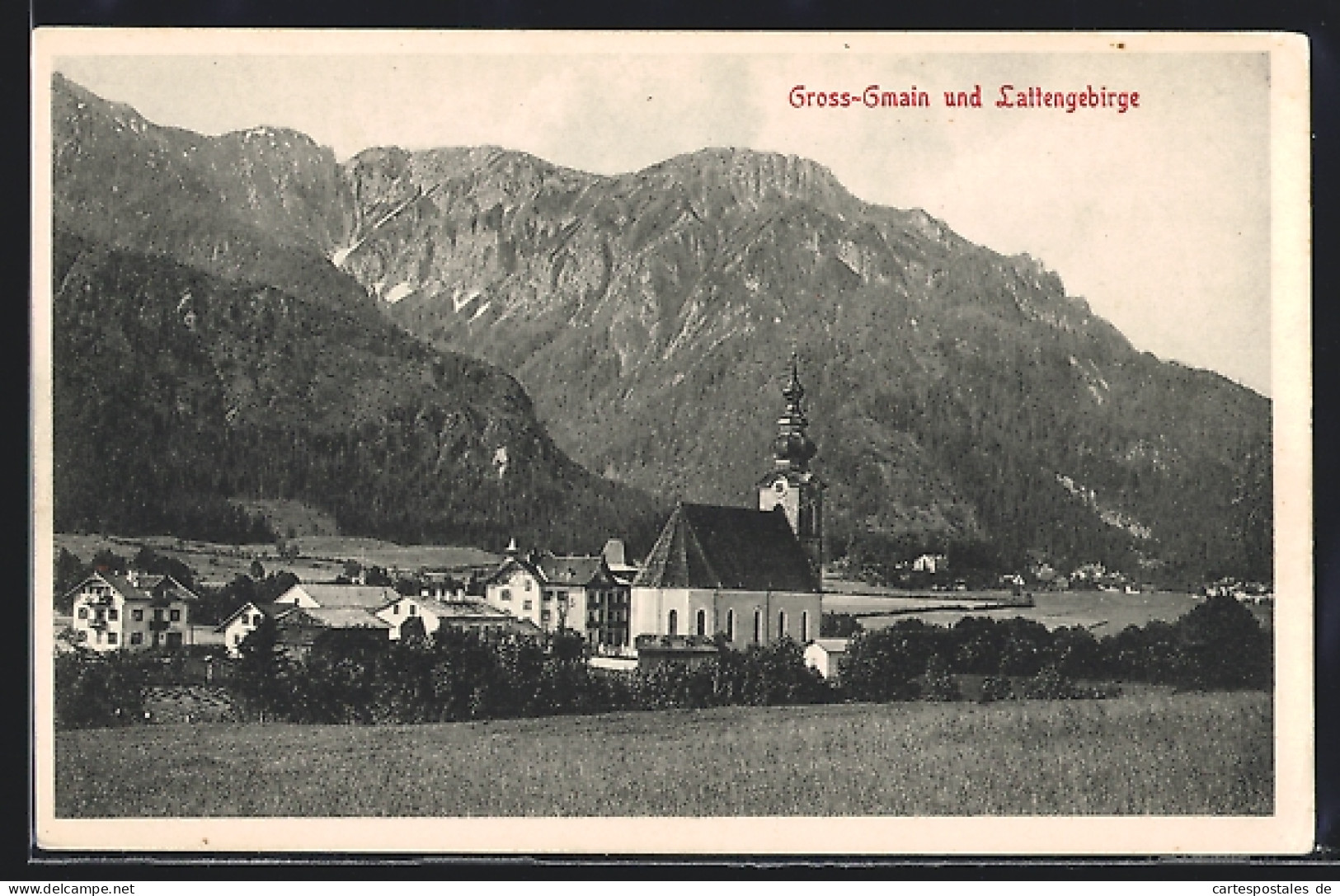 AK Gross-Gmain, Die Kirche Gegen Das Lattengebirge  - Altri & Non Classificati