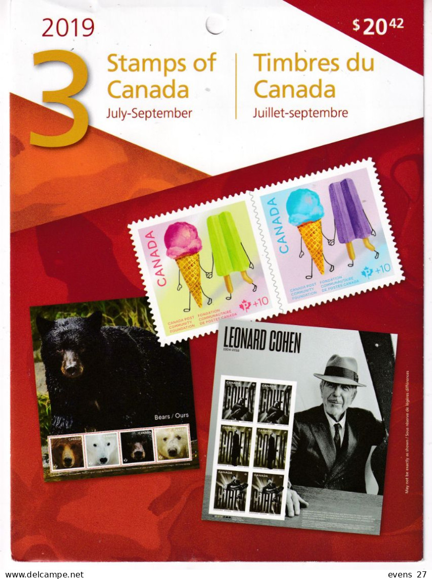 CANADA-2019-JULY TO SEPTEMBER ISSUES SEALED IN OFFICIAL FOLDER-MNH, - Sammlungen