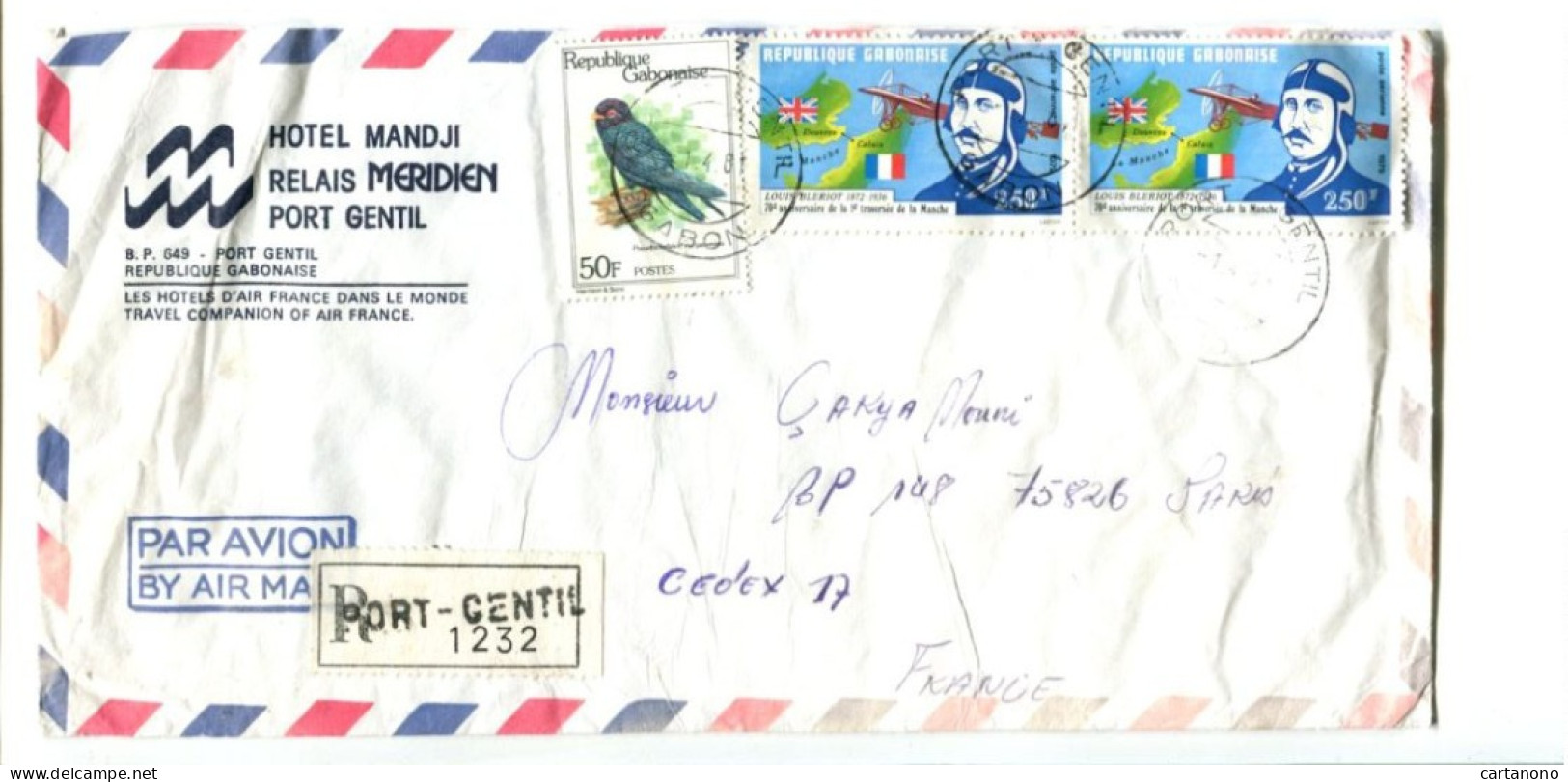 République Gabonaise - Affranchissement Sur Enveloppe Recommandée - Louis Blériot Aviation / Oiseau - Gabon