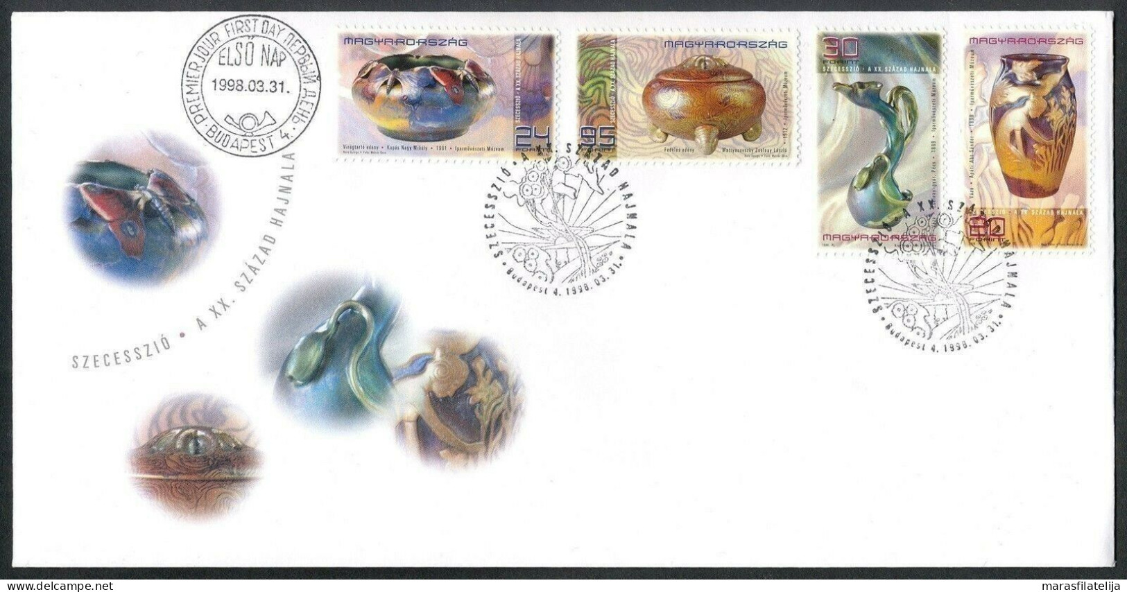 Hungary 1998, Ceramics, "Jugendstil", FDC - Sonstige & Ohne Zuordnung