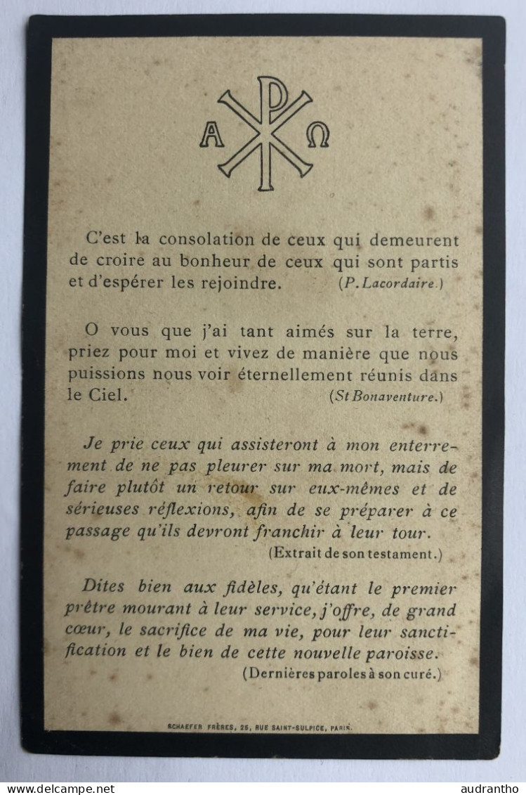 Faire Part De Décès Avec Photo - Abbé Emile François EBUS - Vicaire à Saint Joseph Des Epinettes Paris - Obituary Notices
