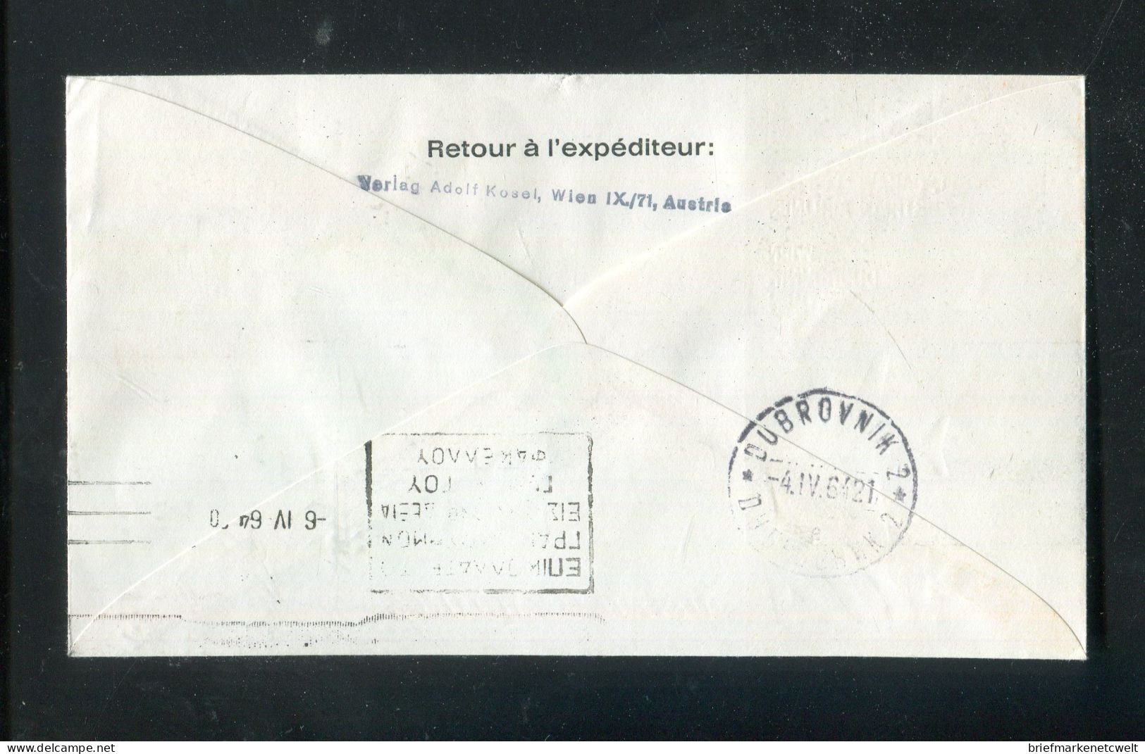 "OESTERREICH" 1964, AUA-Caravelle-Erstflugbrief "Wien-Dubrovnik" (B1208) - Erst- U. Sonderflugbriefe