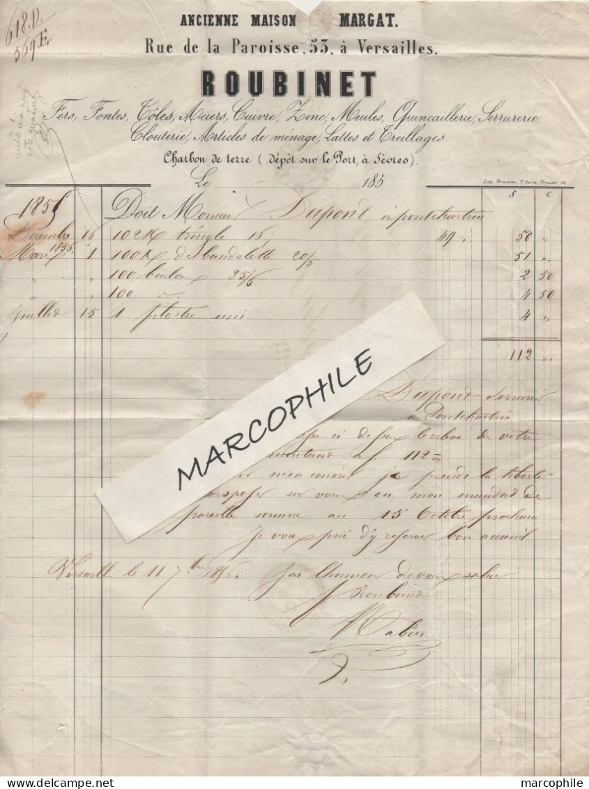 VERSAILLES  / 1856 # 14 SUR LAC POUR PONTCHARTRAIN - PERLE AU VERSO (ref 7975) - 1853-1860 Napoléon III.