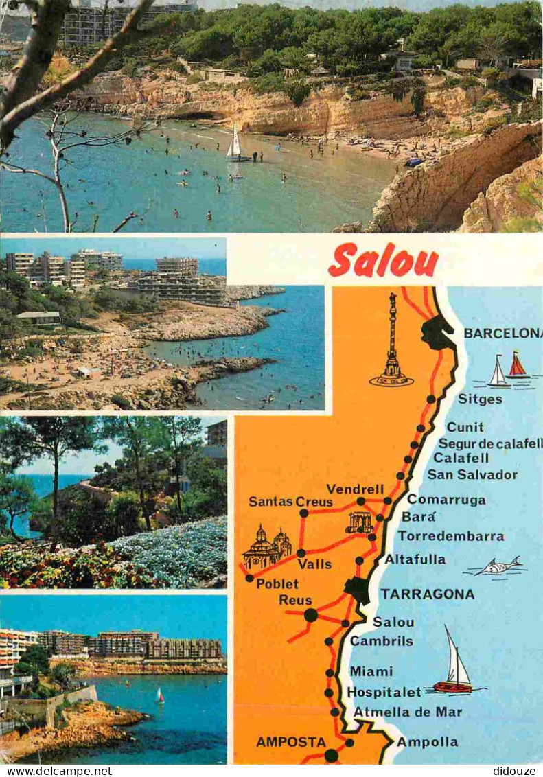 Espagne - Espana - Cataluna - Salou - Multivues - Carte Géographique - CPM - Voir Scans Recto-Verso - Tarragona