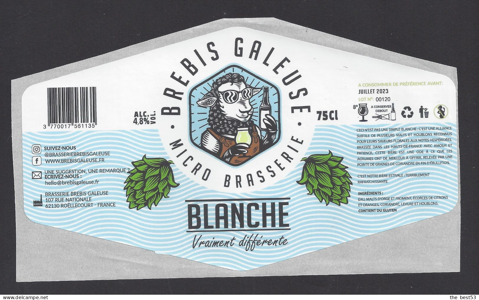 Etiquette De Bière Blanche   -  Brasserie Brebis Galeuse  à  Roëllecourt  (62) - Birra
