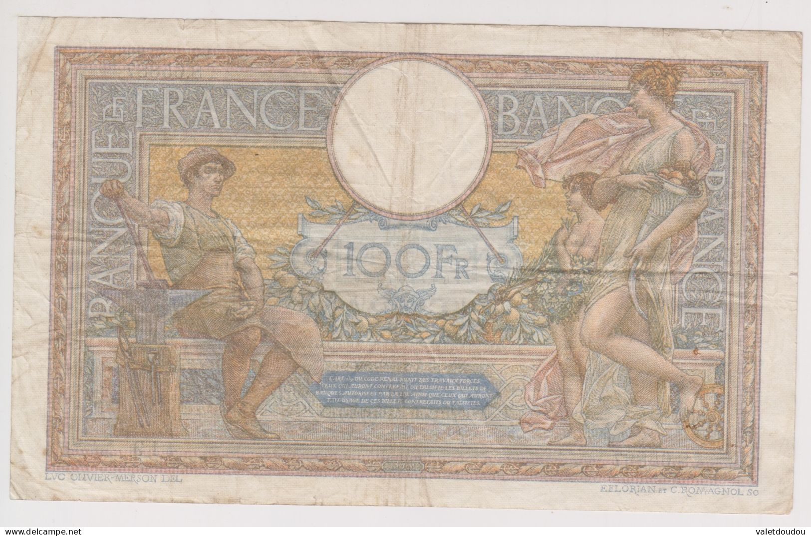 France 100 Francs Luc Olivier Merson   NY. 6=4=1939. NY. TB+ - 100 F 1908-1939 ''Luc Olivier Merson''