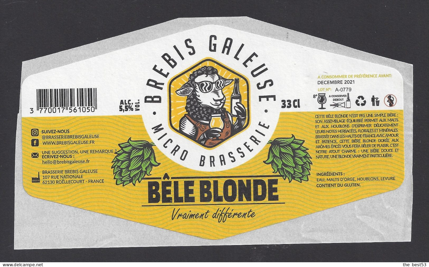 Etiquette De Bière Bèle Blonde  -  Brasserie Brebis Galeuse  à  Roëllecourt  (62) - Birra