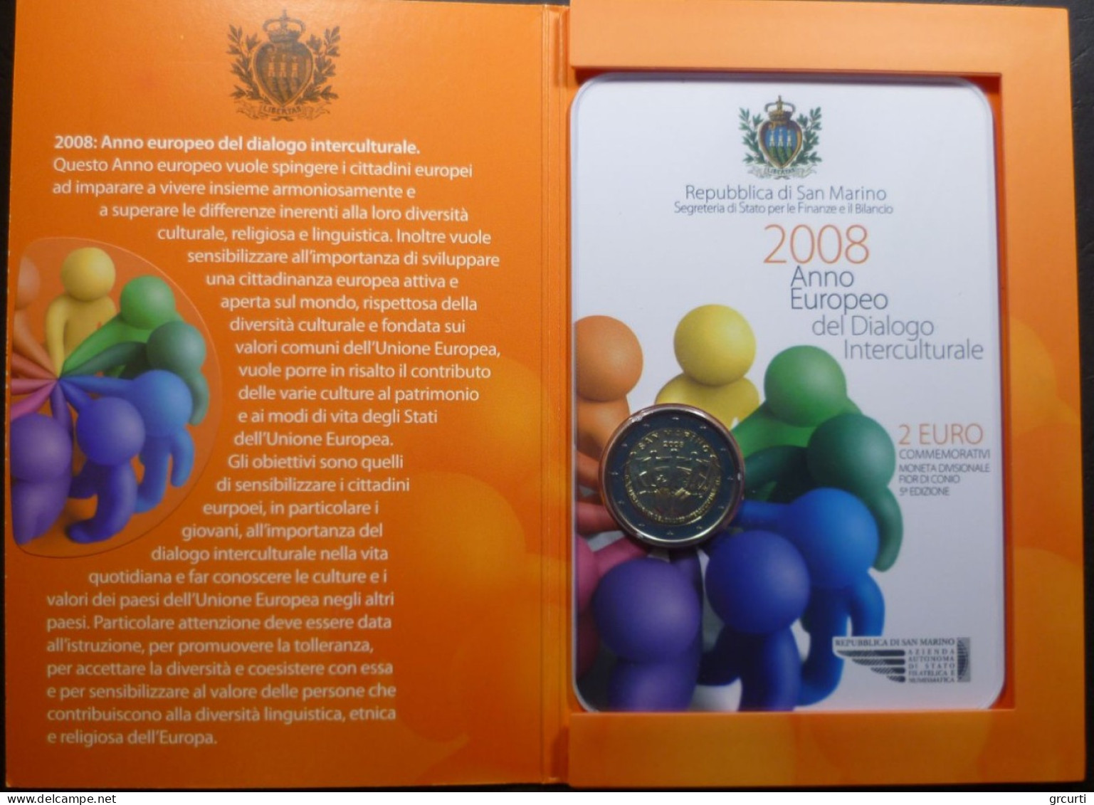 San Marino - 2 Euro 2008 - Anno Europeo Del Dialogo Interculturale - KM# 487 - San Marino