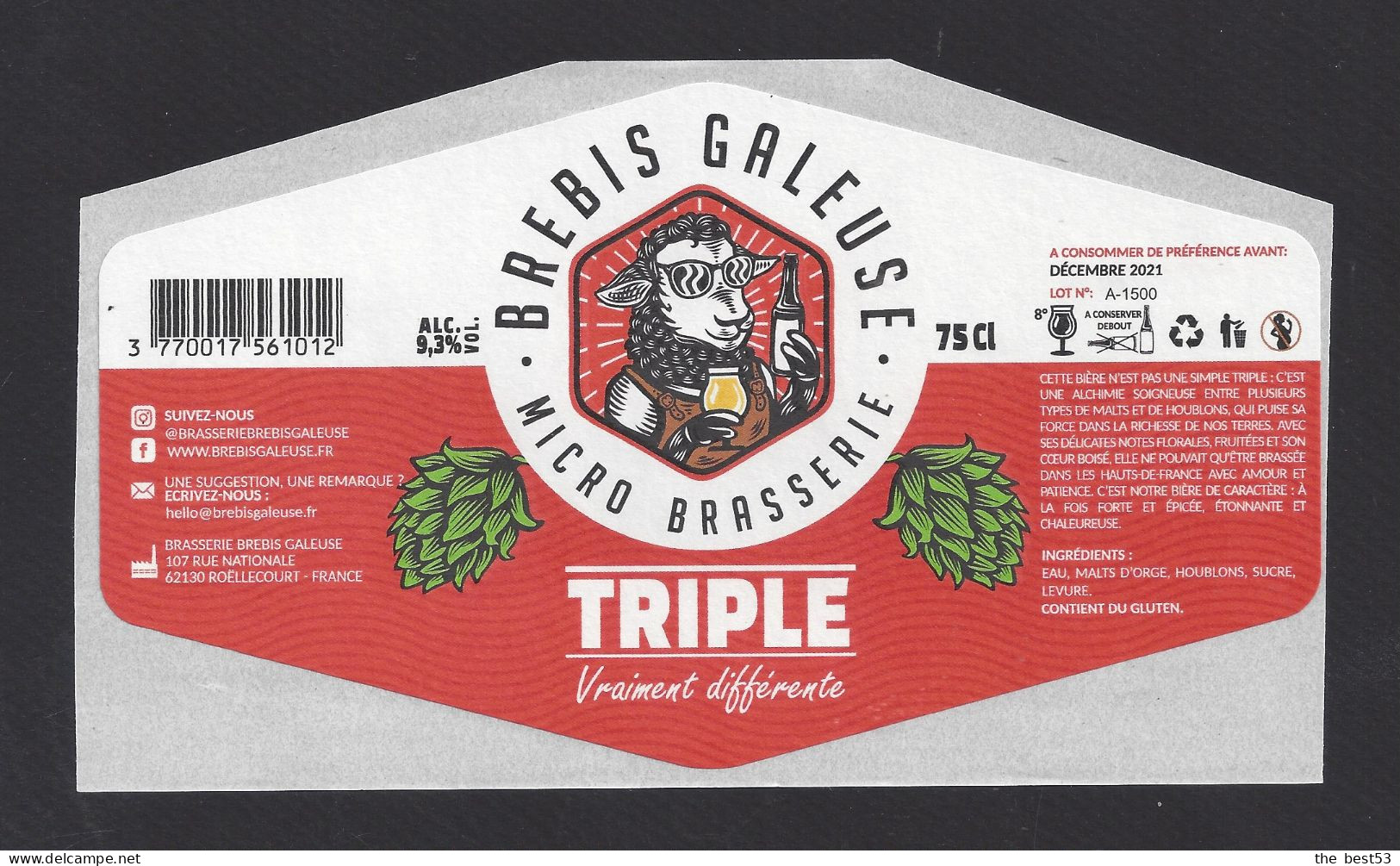 Etiquette De Bière Triple  -  Brasserie Brebis Galeuse  à  Roëllecourt  (62) - Beer