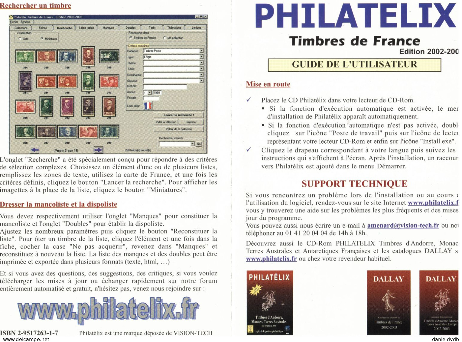 Timbres De FRANCE 1849 - 2001 Philatelix édition Dallay 2002-2003 1 CD-ROM - French