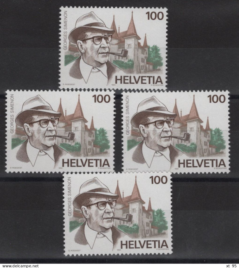 Suisse - N°1463 - Simenon - 4 Exemplaires ** Neufs Sans Charniere - Unused Stamps