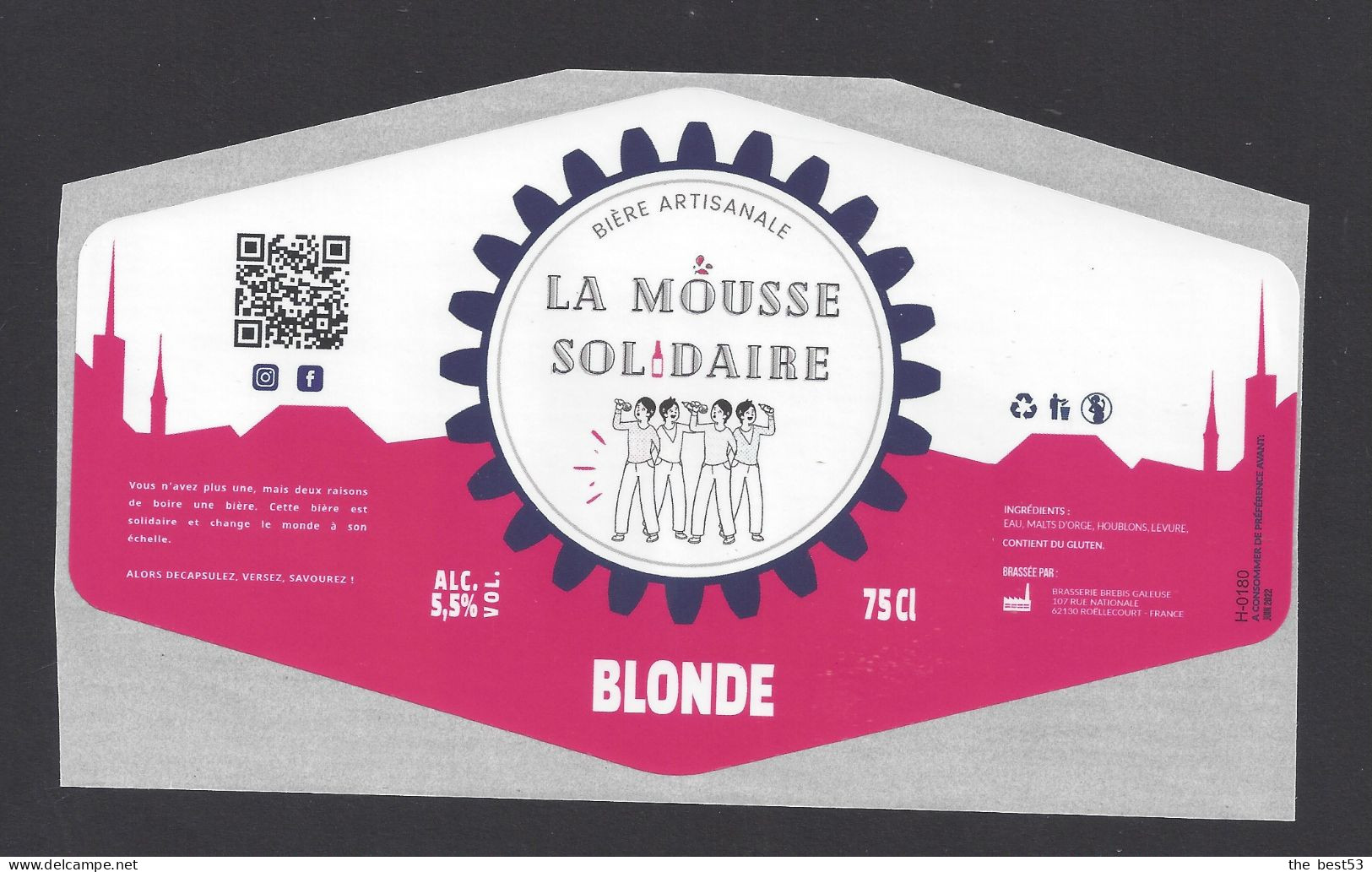 Etiquette De Bière Blonde   -  La Mousse Solidaire  -  Brasserie Brebis Galeuse  à  Roëllecourt  (62) - Bier