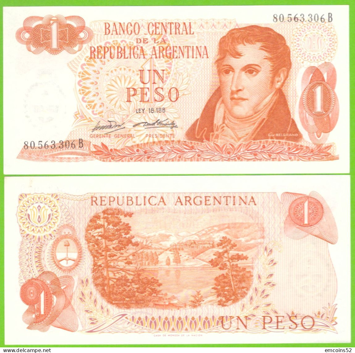ARGENTINA 1 PESO 1970/1973 P-287(2)  UNC - Argentina