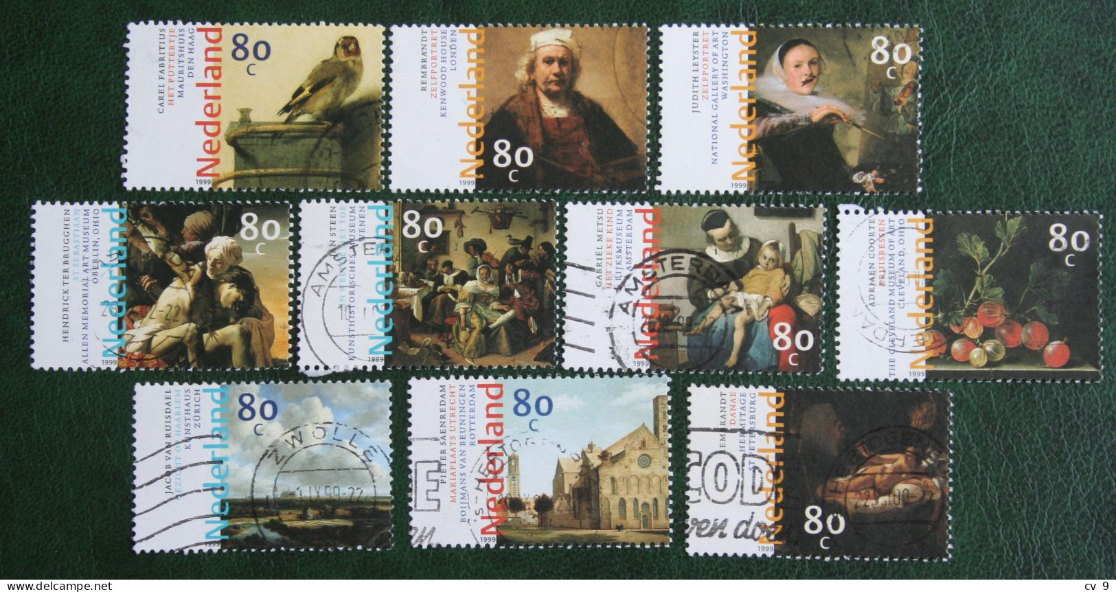 Rembrandt Van Rijn Painter Art Complete Set NVPH 1826-1835 (Mi 1720-1729) 1999 Gestempeld / USED NEDERLAND / NIEDERLANDE - Used Stamps