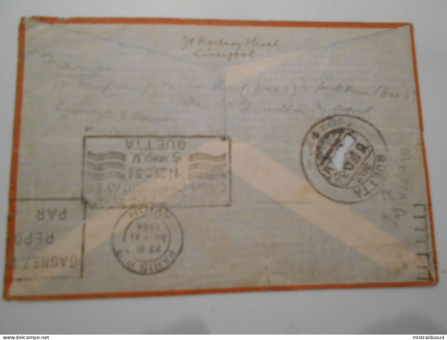 France Poste Aerienne , Lettre De Paris 1934 Pour Quetta - 1927-1959 Brieven & Documenten